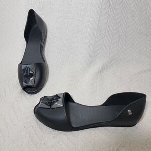 Melissa Fresh Bloom II Studded D'Orsay Peep‎ Toe Ballet Flats Size 7